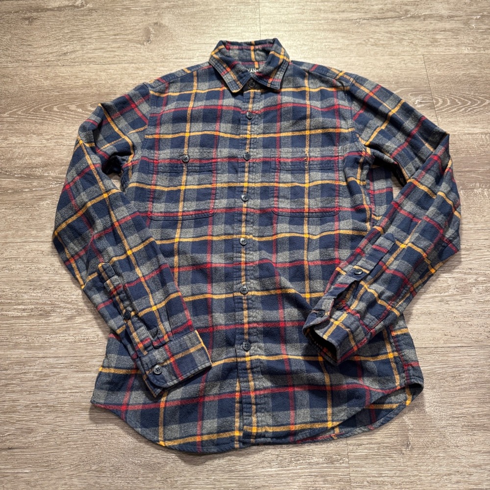 J Crew Mercantile Shirt Men XS Blue Cotton Plaid Flannel‎ Casual Preppy Autumn
